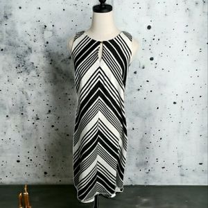 The Limited Chevron Stripes Diagonal Keyhole Bold Zipper Gold hardware Dress S